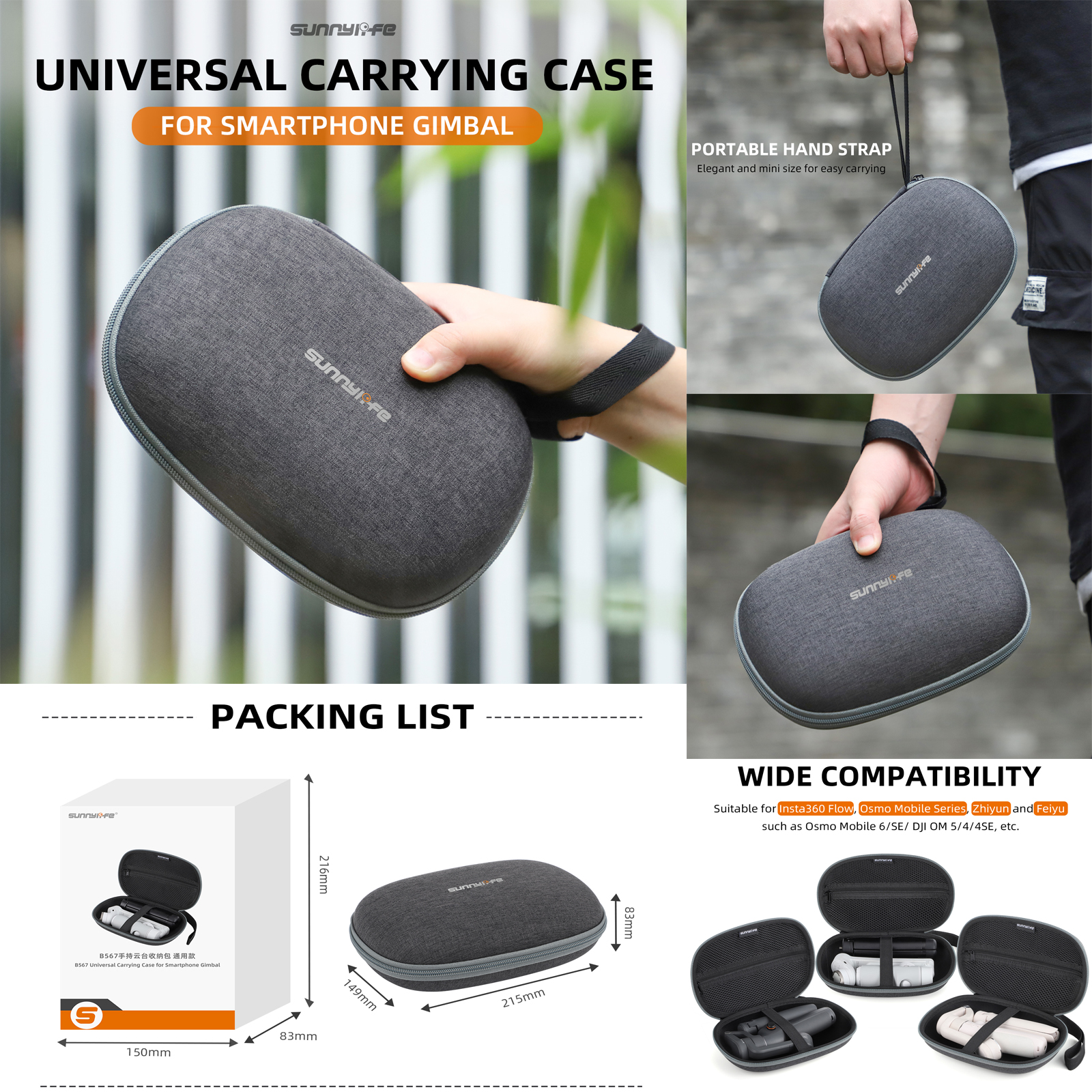 Drone Gimbal For Insta360 - Sunnylife Hard Case Protective Handbag Smartphone